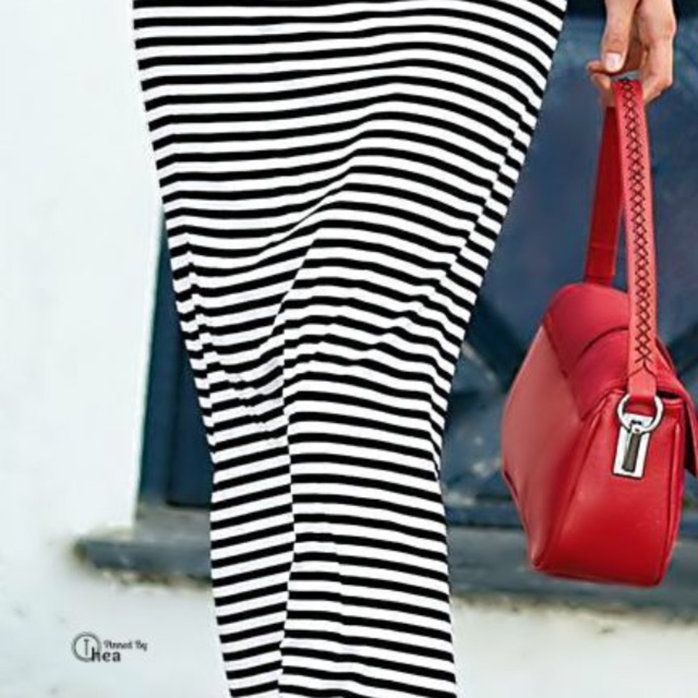 Black and white striped maxi skirt